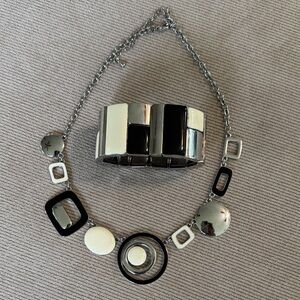 Lia Sophia Black and Silver Geometric Bracelet
